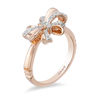 Thumbnail Image 1 of Enchanted Disney Snow White 1/10 CT. T.W. Diamond Bow Ring in 10K Rose Gold