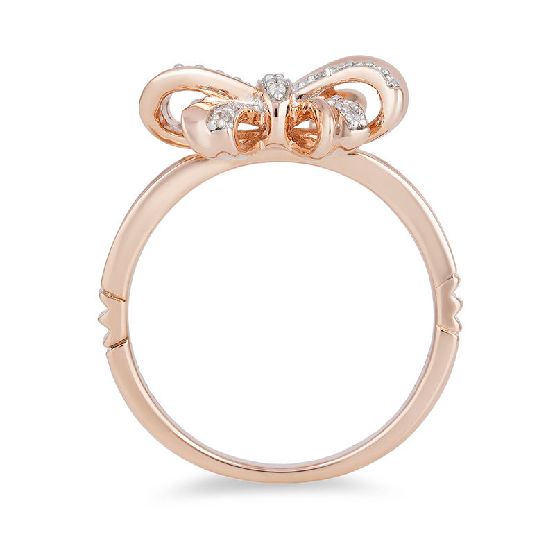 Enchanted Disney Snow White 1 10 CT. T.W. Diamond Bow Ring in 10K Rose Gold Zales Outlet