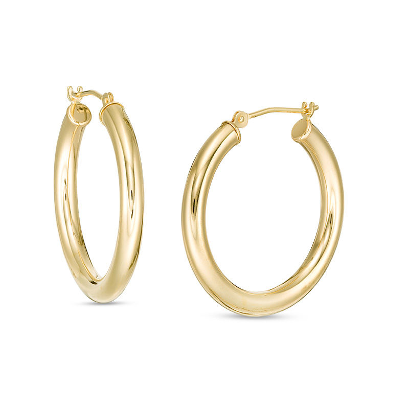 25.0mm Tube Hoop Earrings in 14K Gold