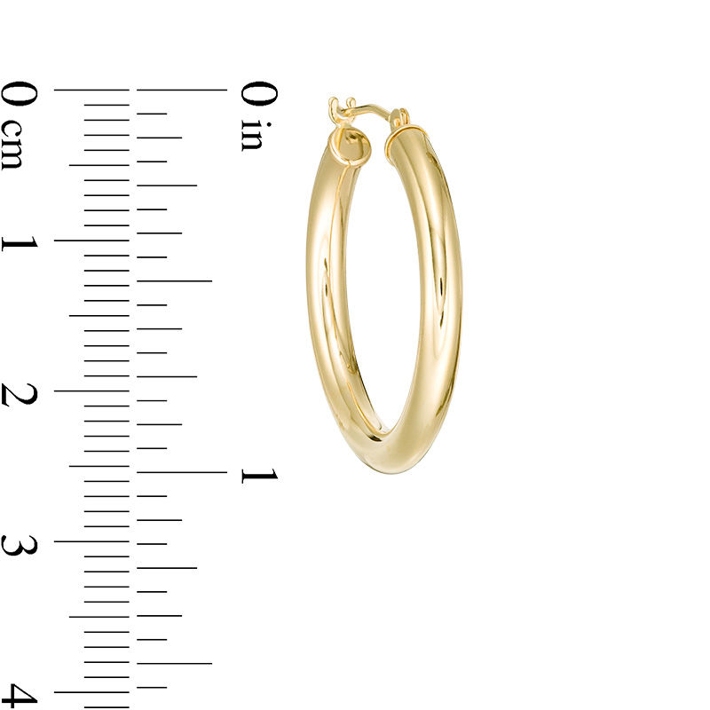 25.0mm Tube Hoop Earrings in 14K Gold