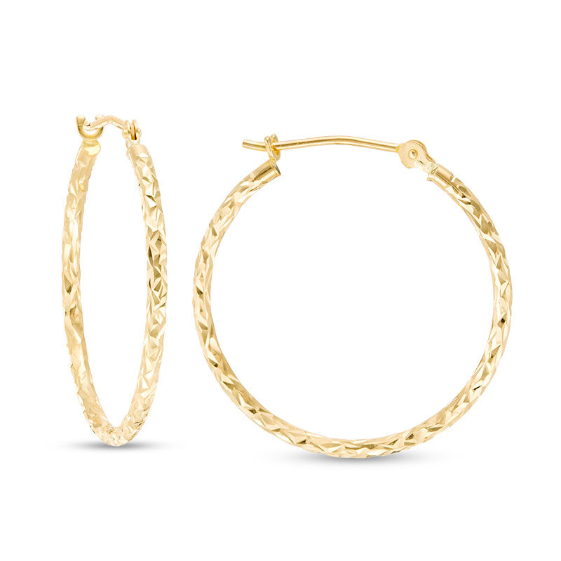 Main Image 1 of 25.0mm Diamond-Cut Hoop Earrings in 14K Gold