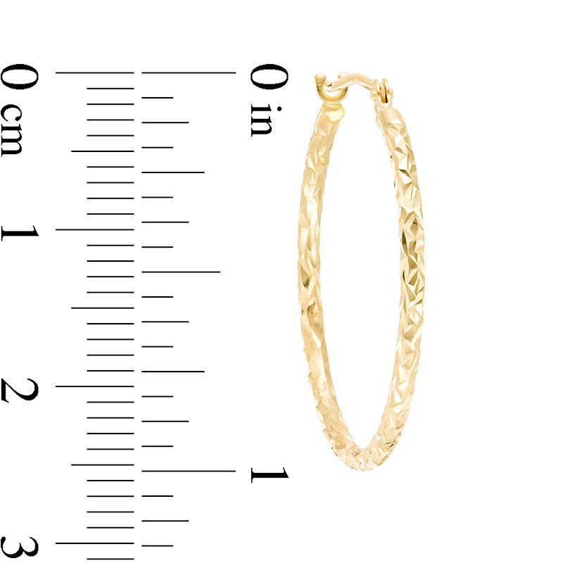 1.53 x 25.0mm Diamond-Cut Hoop Earrings in 14K Gold