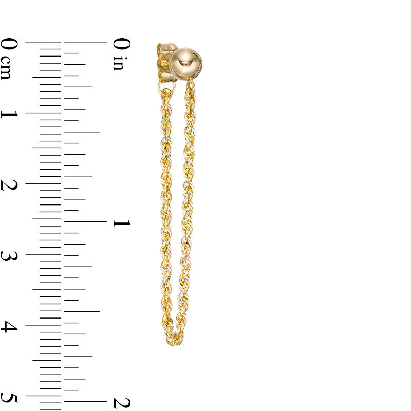 Main Image 2 of Ball and Diamond-Cut Chain Drop Front/Back Earrings in 14K Gold