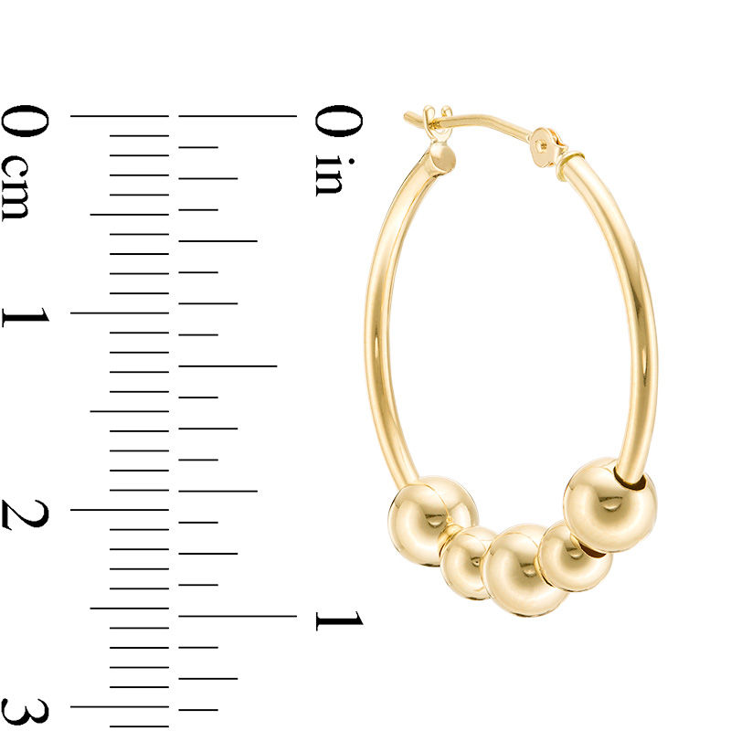 Five Sliding Bead Hoop Earrings in 14K Gold