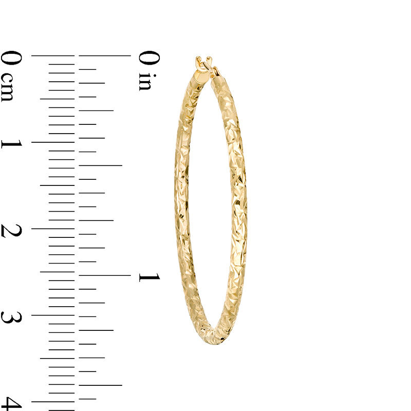35.0mm Diamond-Cut Tube Hoop Earrings in 14K Gold