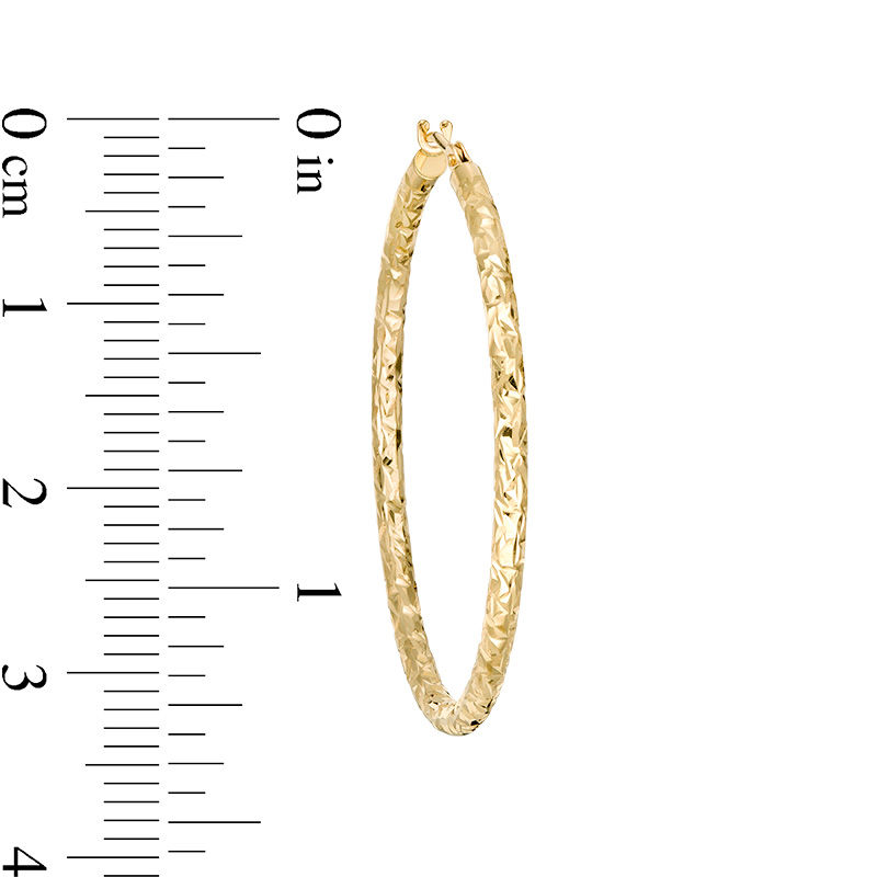 Main Image 2 of 35.0mm Diamond-Cut Tube Hoop Earrings in 14K Gold