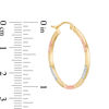 Thumbnail Image 1 of 1.0 x 25.0mm Textured Hoop Earrings in 14K Tri-Tone Gold