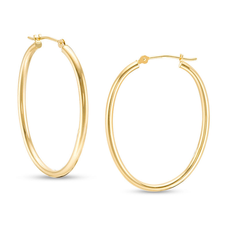 2.0 x 30.0mm Oval Hoop Earrings in 14K Gold