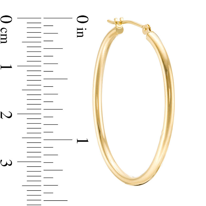 2.0 x 30.0mm Oval Hoop Earrings in 14K Gold