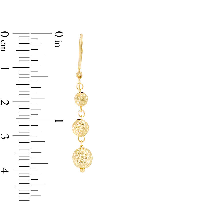 Graduated Diamond-Cut Bead Drop Earrings in 14K Gold