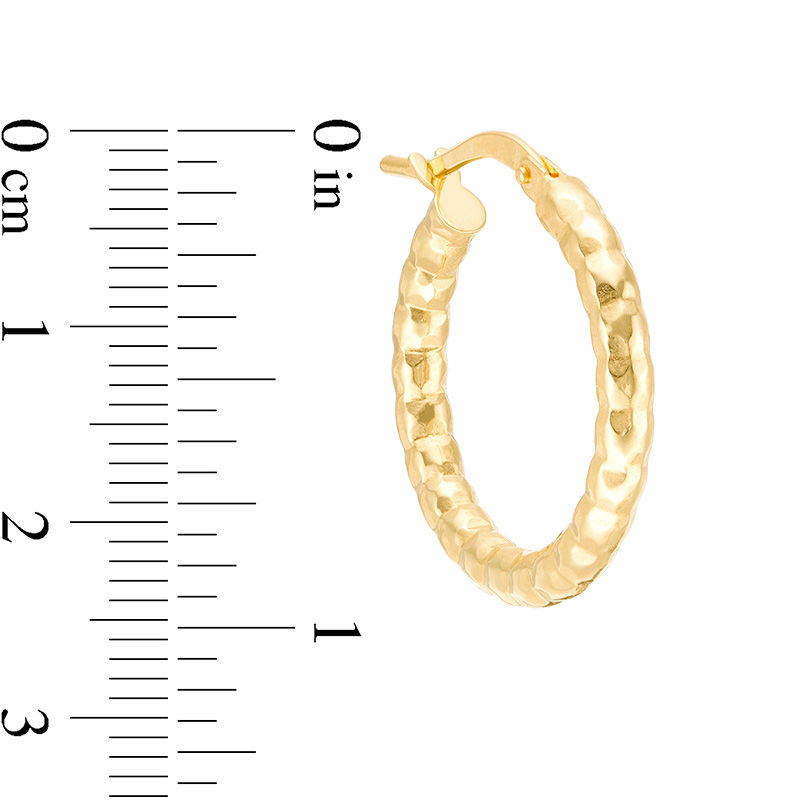 2.5 x 15.0mm Textured Hoop Earrings in 14K Gold