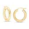 Thumbnail Image 0 of 4.0 x 15.0mm Textured Hoop Earrings in 14K Gold