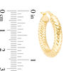 Thumbnail Image 1 of 4.0 x 15.0mm Textured Hoop Earrings in 14K Gold