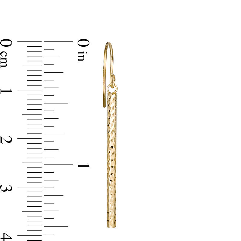 Main Image 2 of Diamond-Cut Bar Drop Earrings in 14K Gold