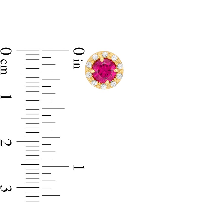 Main Image 3 of Lab-Created Ruby and White Sapphire Frame Pendant and Stud Earrings Set in Sterling Silver with 18K Gold Plate