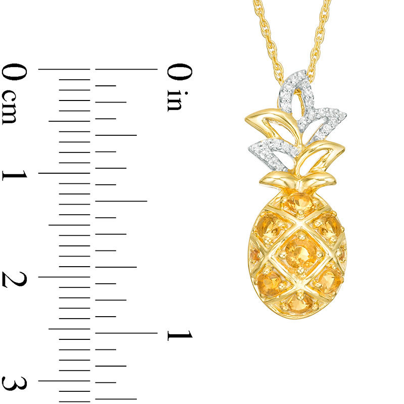 Main Image 3 of Citrine and 1/15 CT. T.W. Diamond Pineapple Pendant in Sterling Silver with 14K Gold Plate