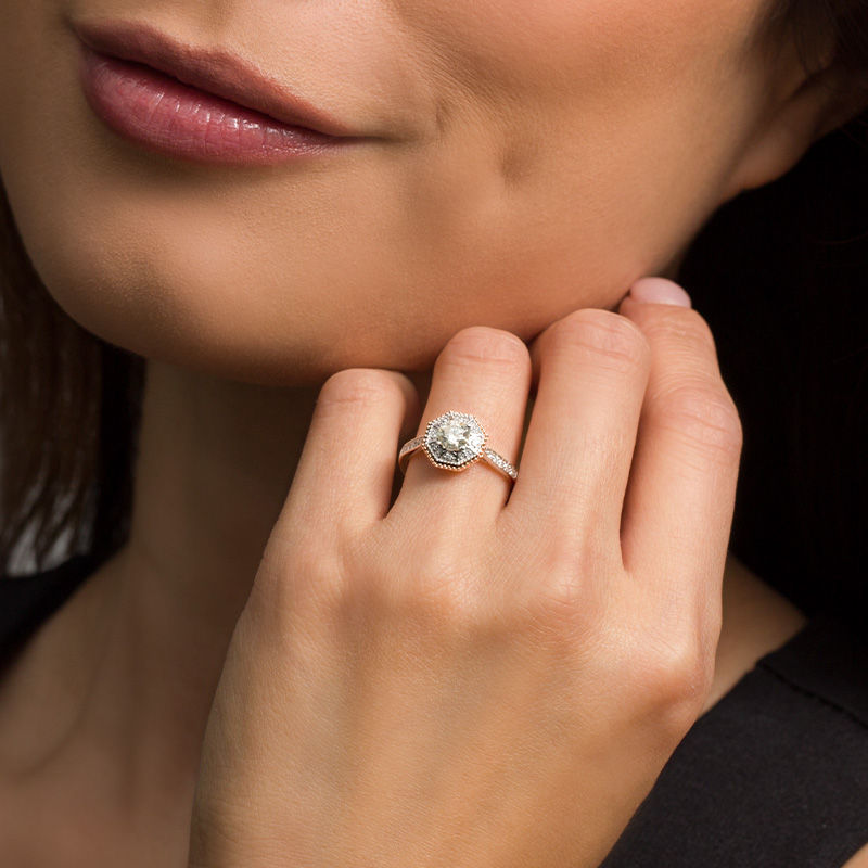 Main Image 3 of 5/8 CT. T.W. Diamond Octagon Frame Engagement Ring in 14K Two-Tone Gold