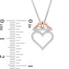 Thumbnail Image 2 of 1/20 CT. T.W. Diamond Heart with Crown Pendant in Sterling Silver and 10K Rose Gold
