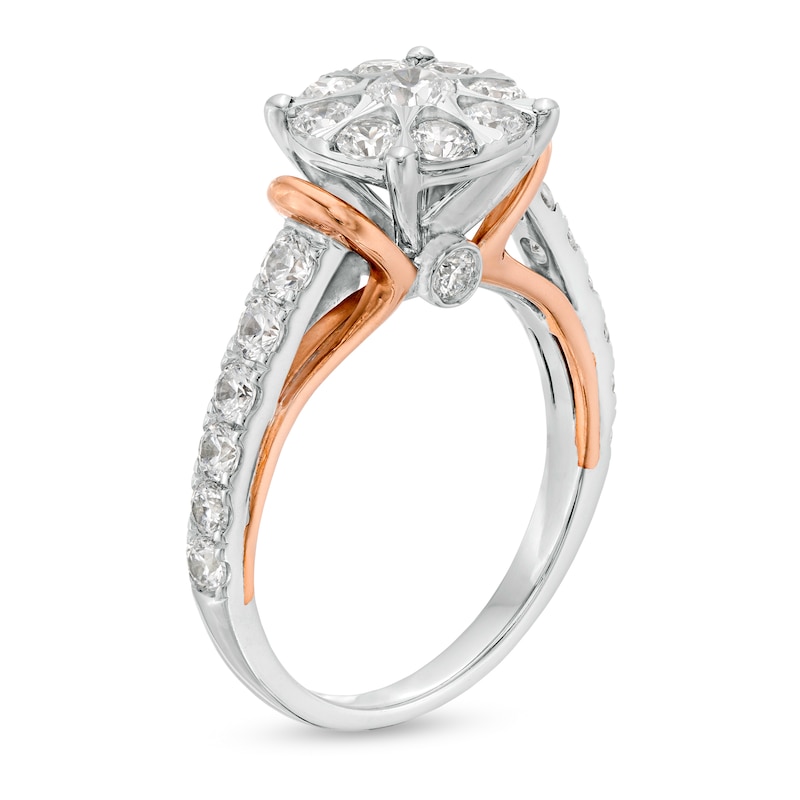 1-1/2 CT. T.W. Diamond Frame Collar Engagement Ring in 10K Two-Tone Gold