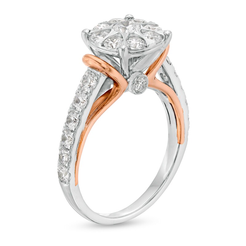 Main Image 2 of 1-1/2 CT. T.W. Diamond Frame Collar Engagement Ring in 10K Two-Tone Gold