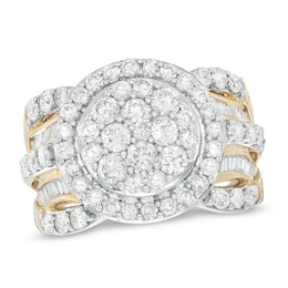 2 CT. T.W. Composite Diamond Double Frame Multi-Row Ring in 10K Gold