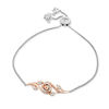 Thumbnail Image 1 of Enchanted Disney Belle 1/10 CT. T.W. Diamond Bypass Rose Bolo Bracelet in Sterling Silver and 10K Rose Gold - 10.5"