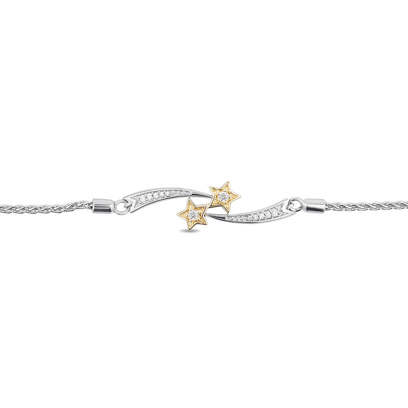 Main Image 2 of Enchanted Disney Tinker Bell 1/10 CT. T.W. Diamond Bypass Star Bolo Bracelet in Sterling Silver and 10K Gold - 10.5"