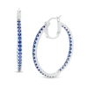 Lab-Created Blue Sapphire Inside-Out Hoop Earrings in Sterling Silver