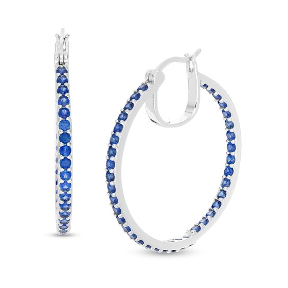 Lab-Created Blue Sapphire Inside-Out Hoop Earrings in Sterling Silver Lab-Created Blue Sapphire Inside-Out Hoop Earrings in Sterling Silver