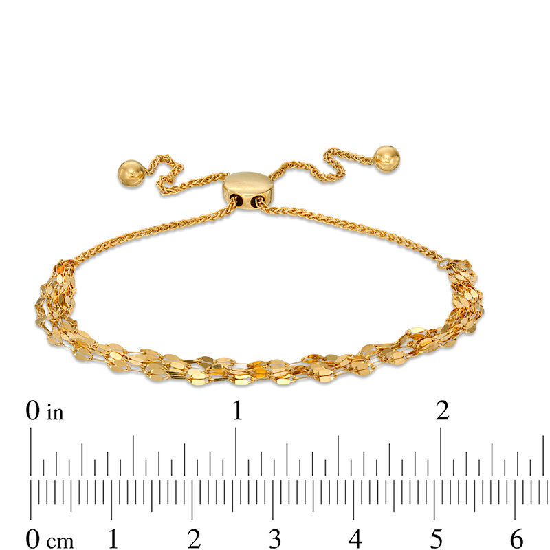 Made in Italy Mirror Chain Multi-Strand Bolo Bracelet in 14K Gold - 9.5"