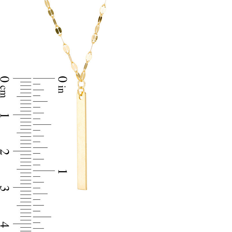 Made in Italy Vertical Bar "Y" Necklace in 14K Gold - 20"