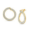 Thumbnail Image 0 of Made in Italy Glitter Enamel Coil Hoop Earrings in 14K Gold