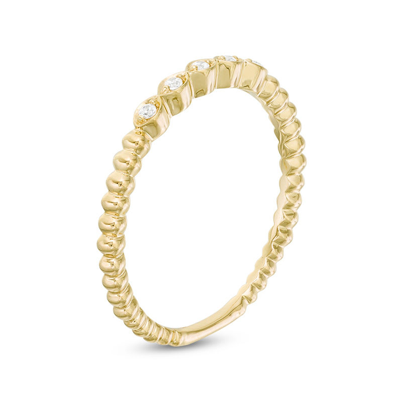 Main Image 2 of 1/20 CT. T.W. Diamond Marquise-Shaped Five Stone Beaded Anniversary Band in 10K Gold