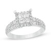 Thumbnail Image 1 of 1 CT. T.W. Quad Princess-Cut Diamond Frame Engagement Ring in 10K White Gold