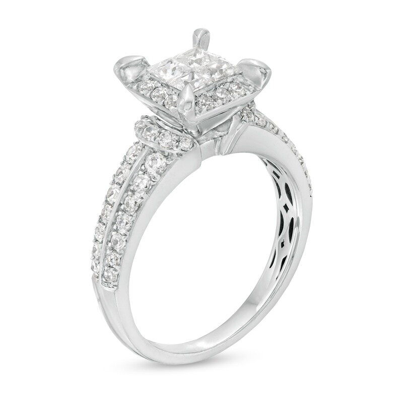 Main Image 2 of 1 CT. T.W. Quad Princess-Cut Diamond Frame Engagement Ring in 10K White Gold
