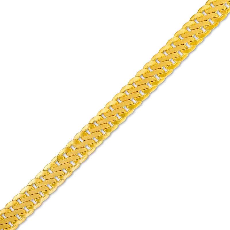 Main Image 1 of Made in Italy 5.3mm Satin S-Link Chain Bracelet in Hollow 14K Gold - 7.5"