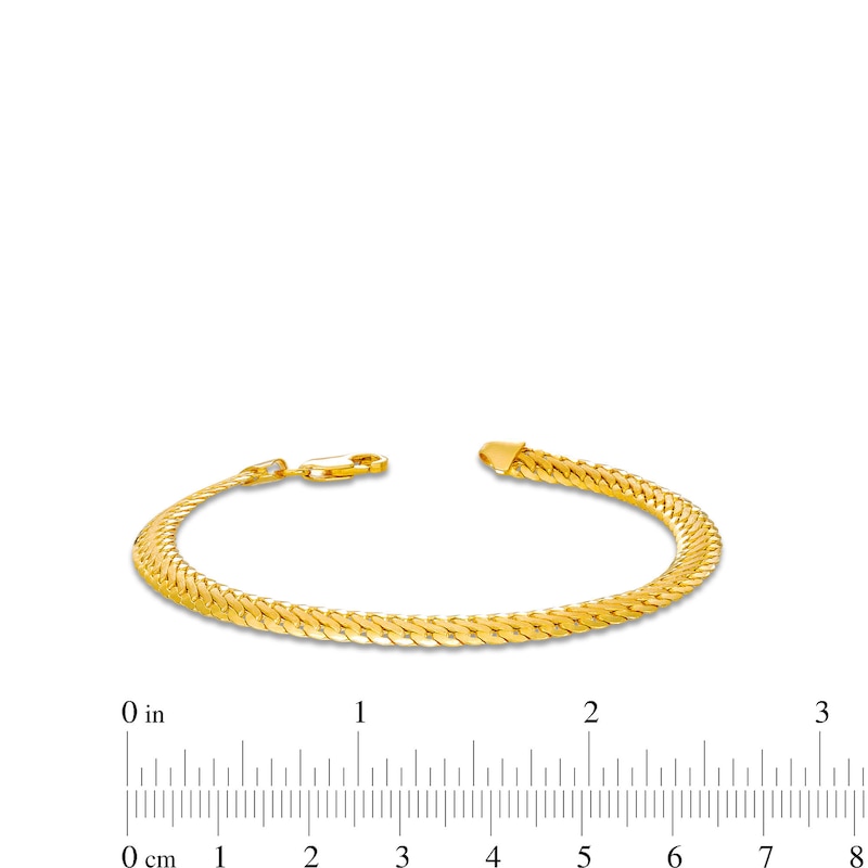 Main Image 4 of Made in Italy 5.3mm Satin S-Link Chain Bracelet in Hollow 14K Gold - 7.5"
