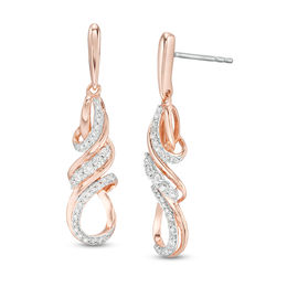1/4 CT. T.W. Diamond Twist Flame Drop Earrings in 10K Rose Gold