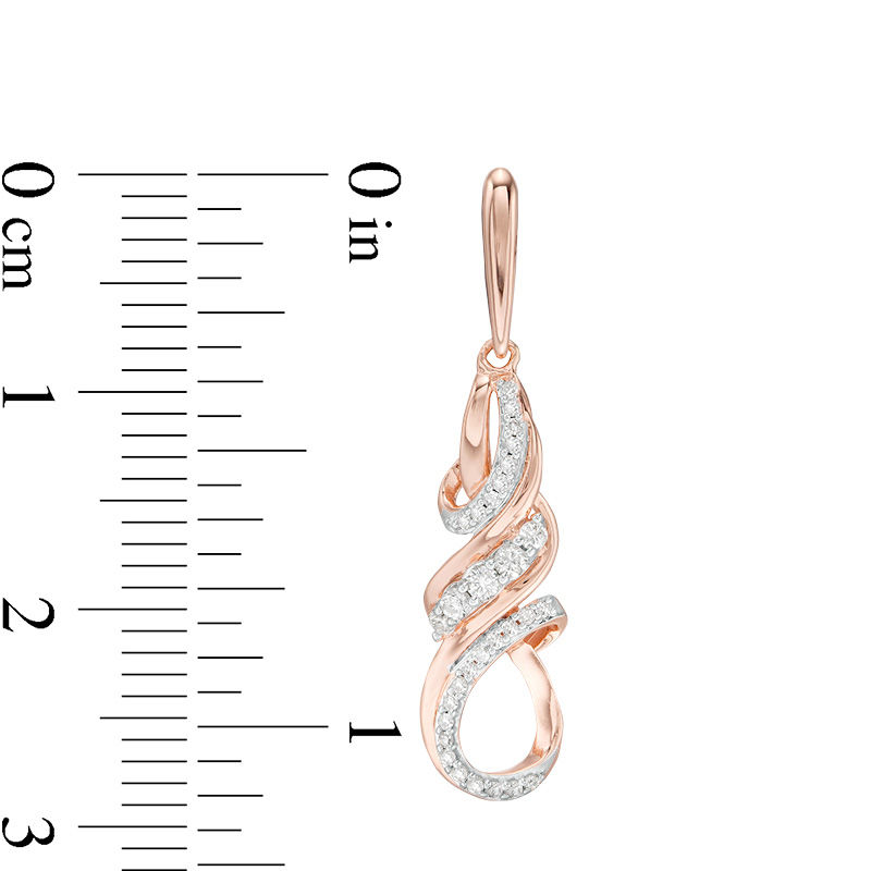 Main Image 2 of 1/4 CT. T.W. Diamond Twist Flame Drop Earrings in 10K Rose Gold