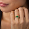 Thumbnail Image 1 of 6.0mm Princess-Cut Lab-Created Emerald and 1/15 CT. T.W. Diamond Chevron Bridal Set in 10K Gold