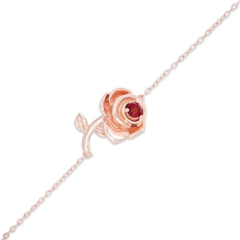 Main Image 1 of 3.0mm Garnet Rose Anklet in Sterling Silver with 18K Rose Gold Plate - 9.0"