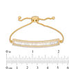 Thumbnail Image 2 of Baguette and Round Lab-Created White Sapphire Bar Bolo Bracelet in Sterling Silver with 18K Gold Plate - 9.0"