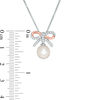 Thumbnail Image 2 of 8.0mm Freshwater Cultured Pearl and Lab-Created White Sapphire Bow Pendant in Sterling Silver and 14K Rose Gold Plate