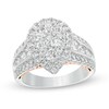 Thumbnail Image 0 of 2-1/2 CT. T.W. Composite Diamond Pear-Shaped Frame Engagement Ring in 14K Two-Tone Gold