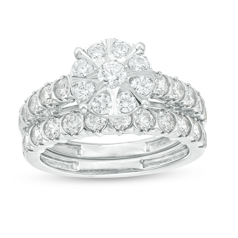 Main Image 1 of 2 CT. T.W. Composite Diamond Frame Bridal Set in 10K White Gold