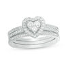 Thumbnail Image 0 of 1/2 CT. T.W. Diamond Heart Frame Three Piece Bridal Set in 10K White Gold
