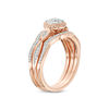 Thumbnail Image 1 of 1/3 CT. T.W. Composite Diamond Frame Heart-Sides Twist Three Piece Bridal Set in 10K Rose Gold