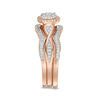 Thumbnail Image 3 of 1/3 CT. T.W. Composite Diamond Frame Heart-Sides Twist Three Piece Bridal Set in 10K Rose Gold