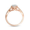 Thumbnail Image 4 of 1/3 CT. T.W. Composite Diamond Frame Heart-Sides Twist Three Piece Bridal Set in 10K Rose Gold
