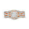 Thumbnail Image 5 of 1/3 CT. T.W. Composite Diamond Frame Heart-Sides Twist Three Piece Bridal Set in 10K Rose Gold